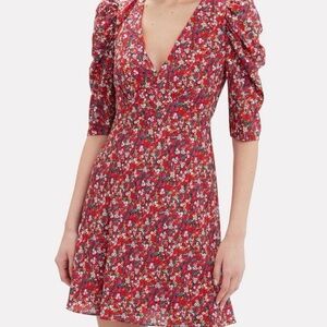 SALONI Collette Silk Floral Mini Puff Sleeve Dress Size 6